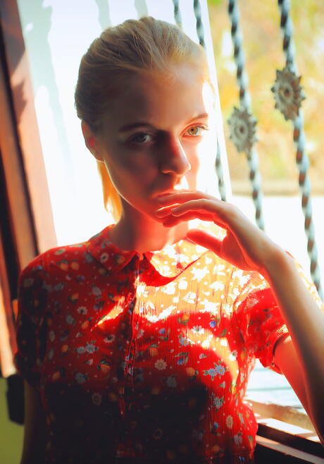 Gracile teen Shayla in sexy skirt exhibits her ass and spreads her legs 